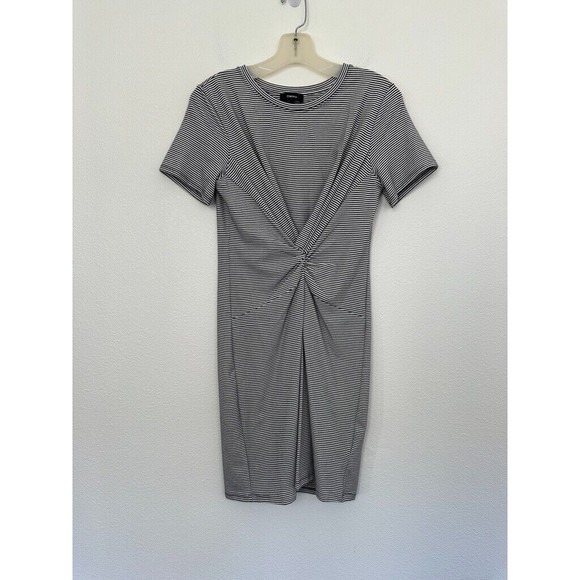Theory Dresses & Skirts - Theory Women's Striped Dress Twisted Detail T-Shirt Dress Black White Size Small
